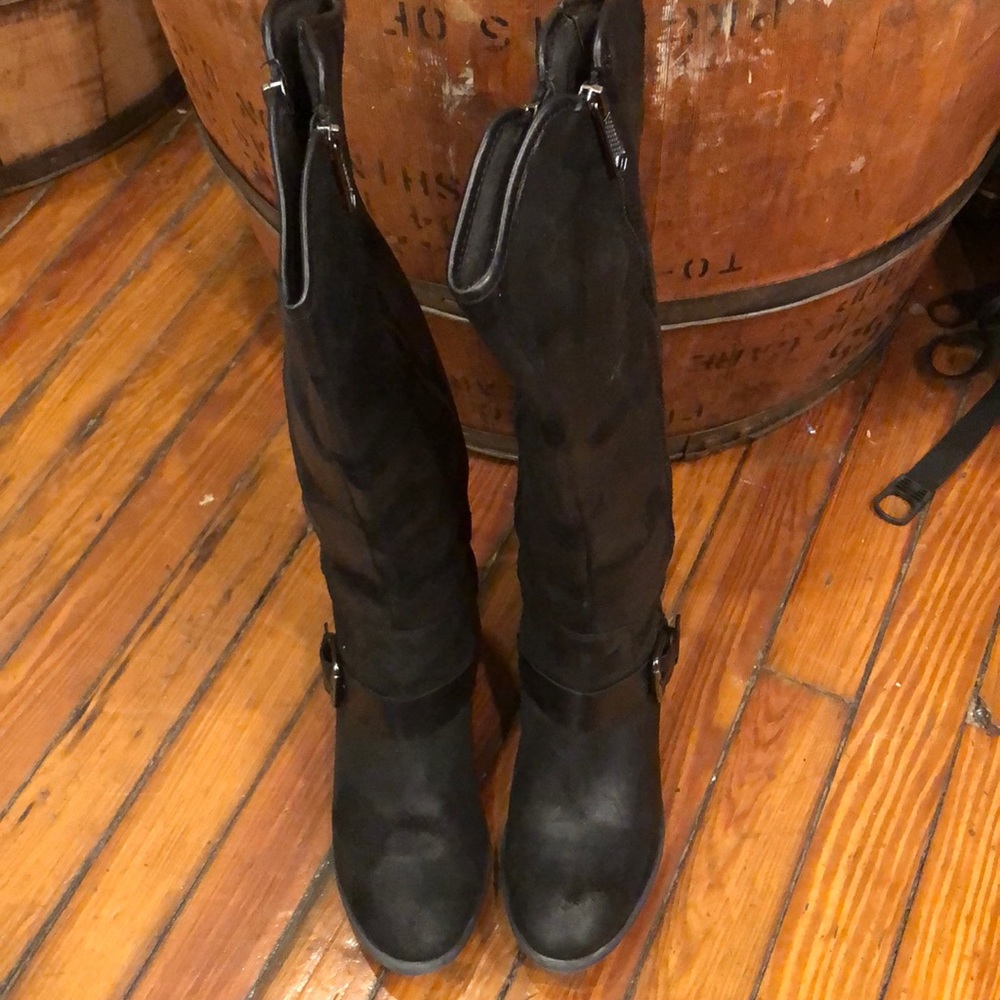Black leather boots
